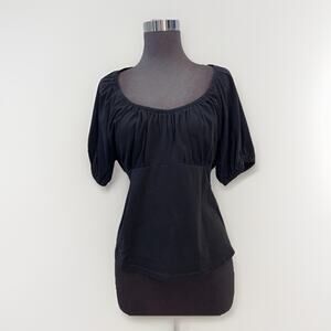 J Crew Peasant Top Womens Small Black Round Neck Short Sleeve Cotton Jersey